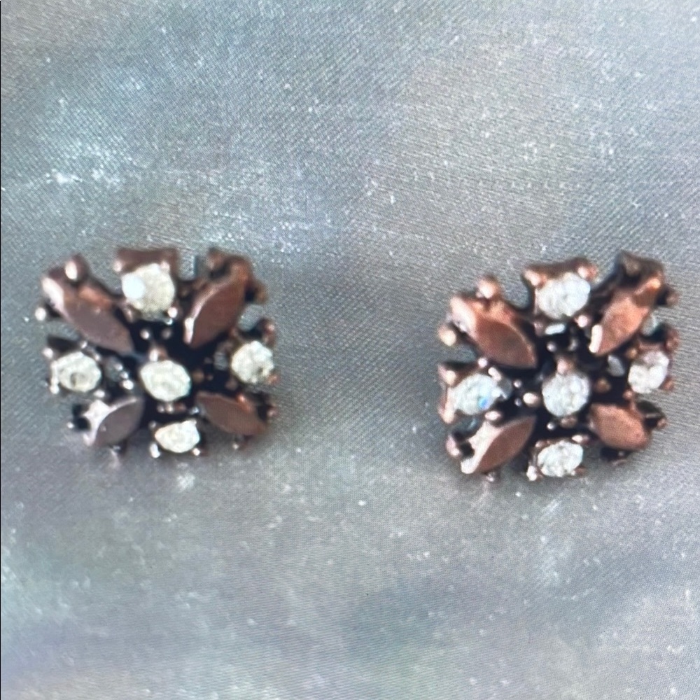 Elegant Brown and Silver Floral Earrings